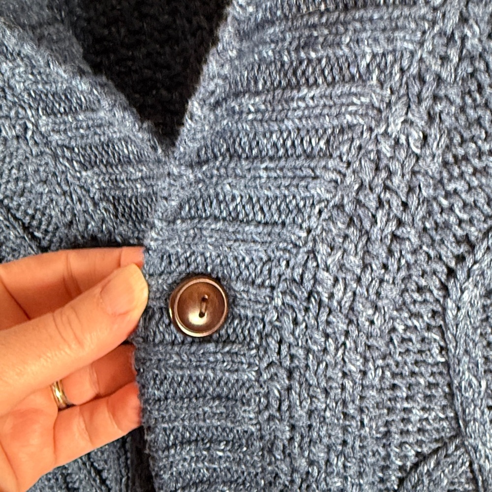 J. Crew Navy Blue Men's Shawl Cardigan Sweater - Picture 4 of 8